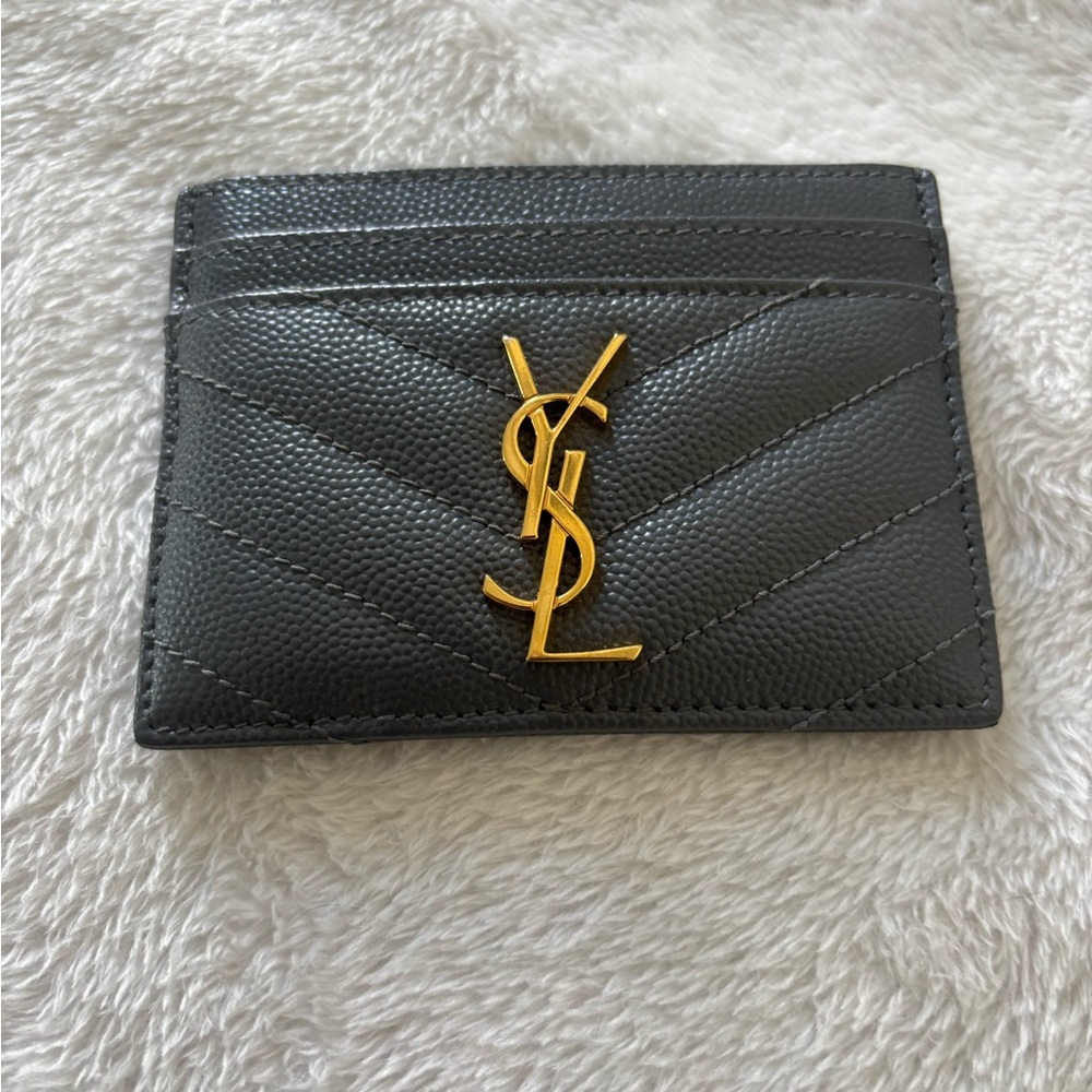 Yves Saint Laurent Card Case in Storm Grey $380